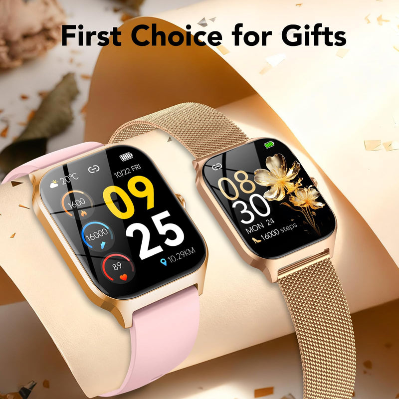 CASCHO Smart Watches for Women (Android/iOS), 1.85" HD Smart Watch with Calls/Messages/AI Voice Control, Sleep/Heart Rate Monitor,120+ Sports Modes Fitness Tracker Watch,Gold and Light Pink Rose gold and Light Pink - BeesActive Australia