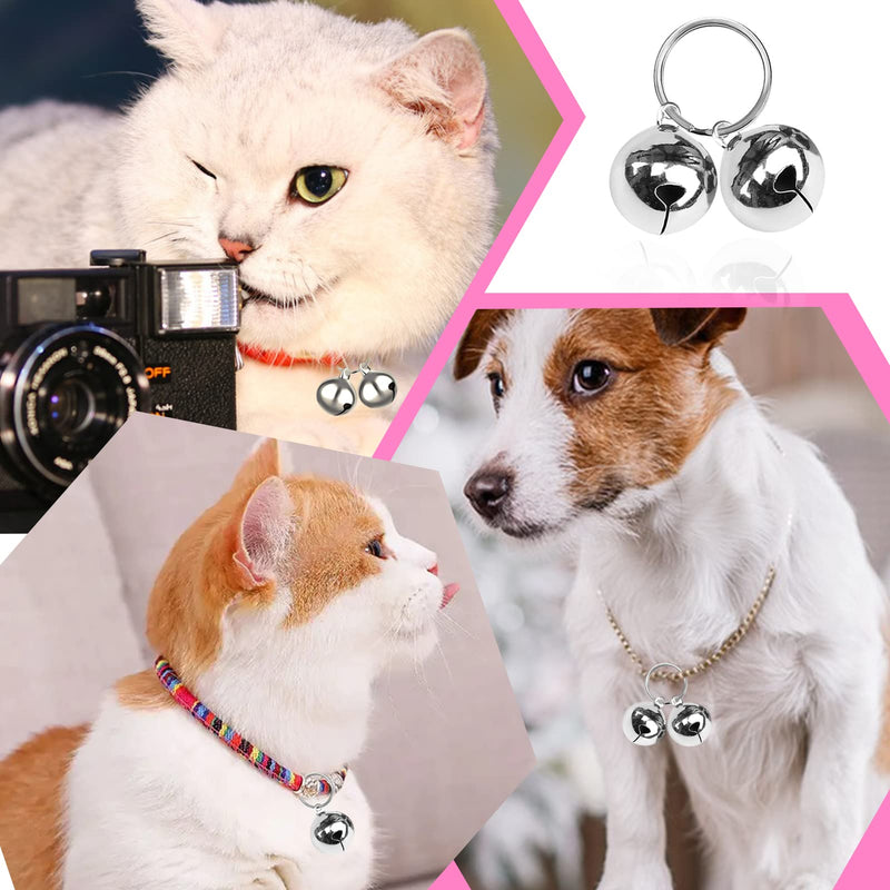 TOAOB Pack of 8 25 mm Pet Cat Bells Tracker Bell Small Dog Collar Handmade Hanging Vintage Bells with 4 Pendant Key Ring Pet Accessories - BeesActive Australia