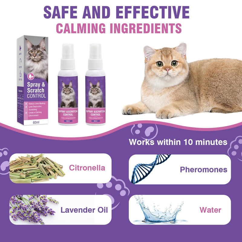 Pet Calming Spray Cat Calming Spray Pack of 2 Calming Spray for Cats Cat Calming Soothing Relaxation Anti Stress Agent Calming Signs M - BeesActive Australia