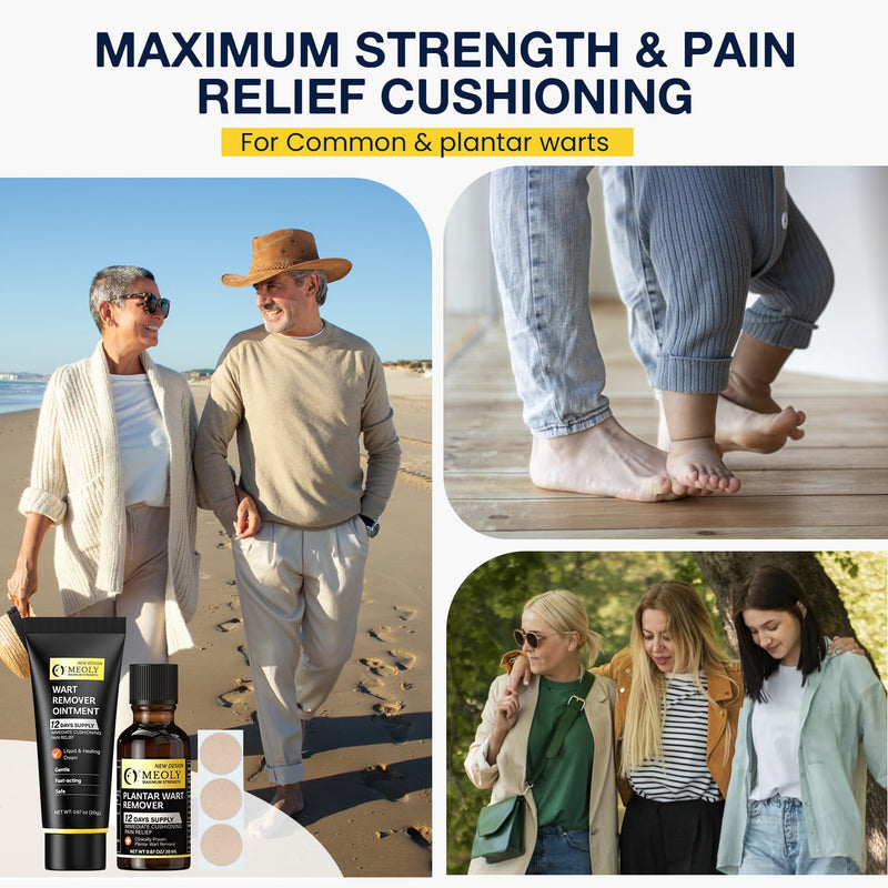 Plantar Wart Remover Set: Maximum Strength Salicylic Acid Plantar Wart Remover 12 Thick Cushioning Pads 1.5