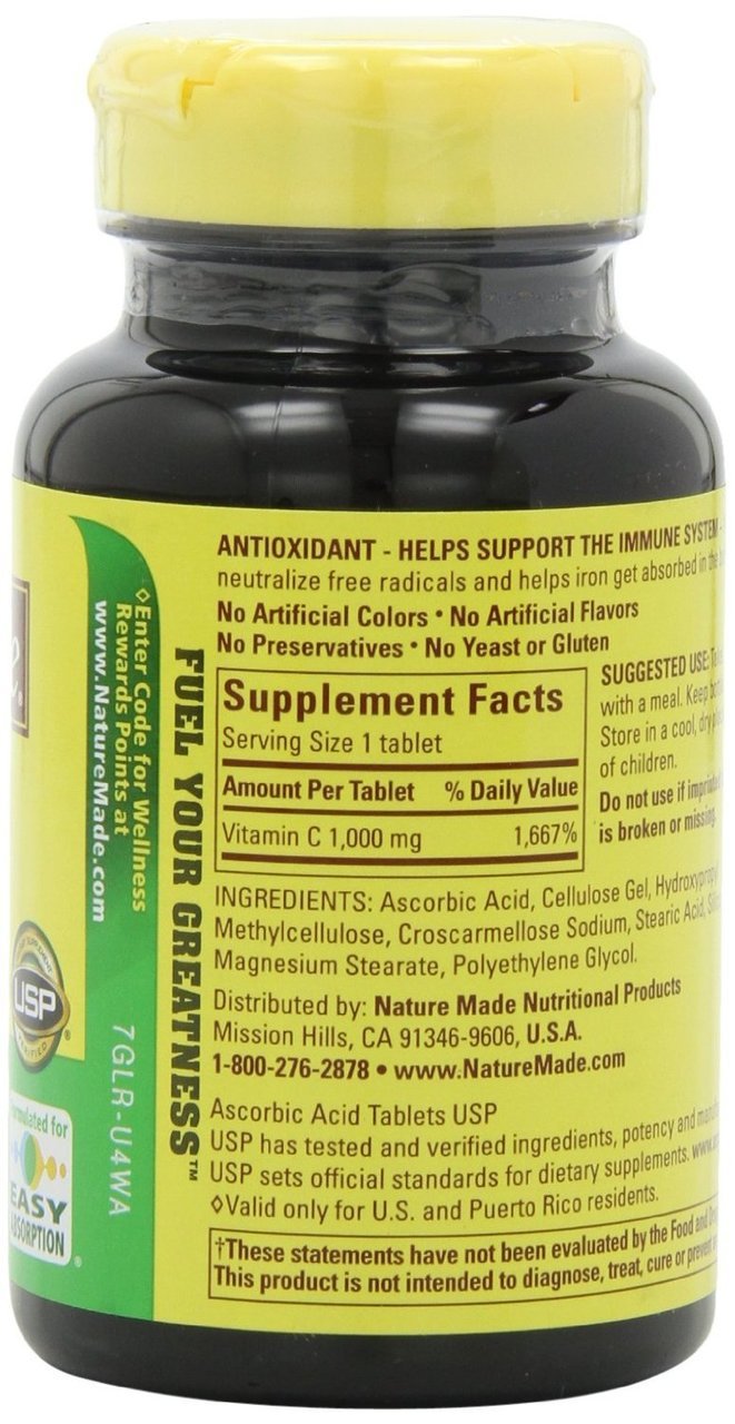 Nature Made Vitamin C 1000 mg Tablets, 100 Count to Help Support the Immune Systemâ€ (Pack of 3) 100 Count (Pack of 3)