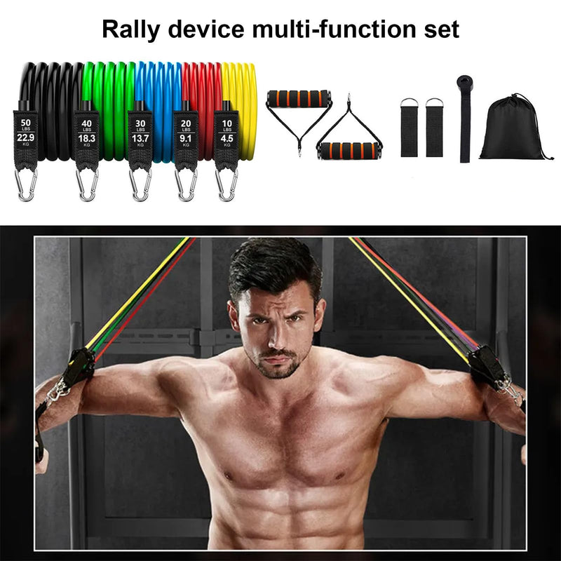Resistance Bands Set 5 Exercise Bands Up to 150 lbs, Door Anchor, Ankle Straps for Muscle Training