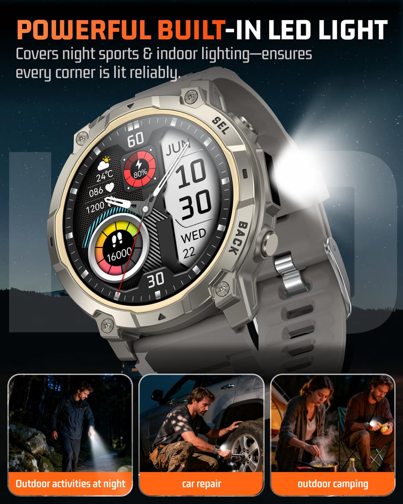 Smart Watch for Men Fitness Tracker: Military Make Answer Call LED Digital Mens Watches Waterproof Smartwatch Android Phone iPhone Samsung Compatible Sleep SpO2 Heart Rate Monitor Step Pedometer 1.39 Classic Gray