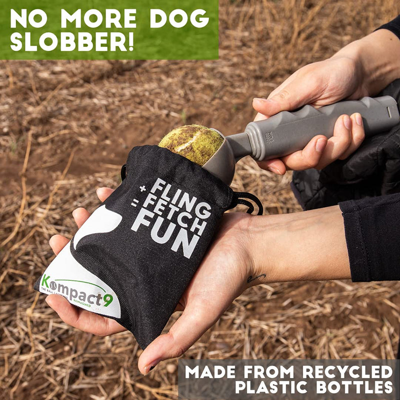 Kompact9 | Retractable Pocket-Sized Dog Ball Launcher, Eco-Friendly & Portable Dog Fetch Toy, Made from Recycled Plastic, UK Designed, Fits Standard Tennis Balls–Perfect Dog Exercise Equipment | Black