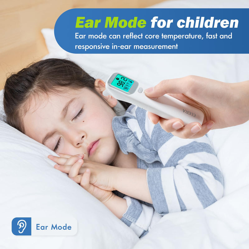 Elera Ear Thermometer for Kids, Baby Thermometer with Forehead and Ear Mode for Adults, Infant, Kids and Toddler, Touchless and 1 Second Reading with Fever Alarm and Mute Function, LCD - BeesActive Australia