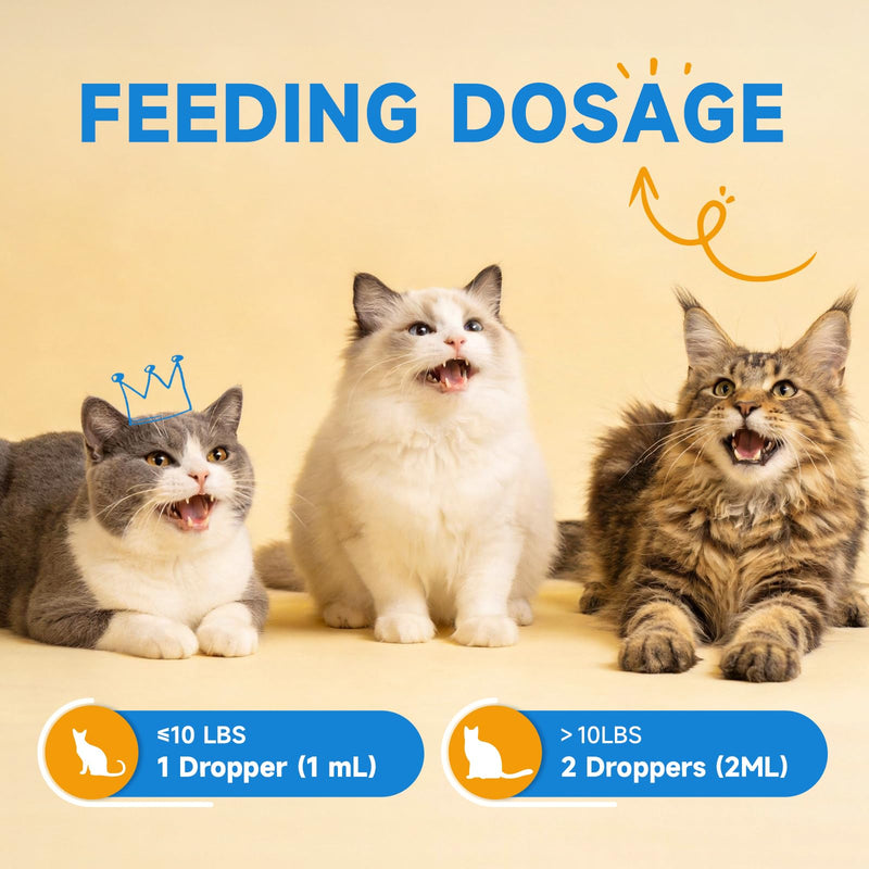 Taurine for Cats - Taurine Supplement for Cats Heart Health, Cardiac Function, Immune System Support - with L-Carnitine, CoQ10, Omega-3, L-Arginine - 60ML, Roast Chicken Flavor