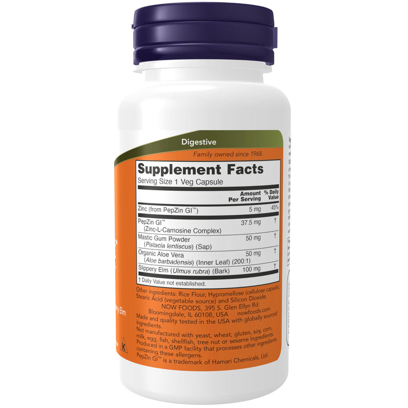 NOW Foods Supplements, Gastro Comfort, plus Mastic Gum, Aloe Vera and Slippery Elm, 60 Veg Capsules