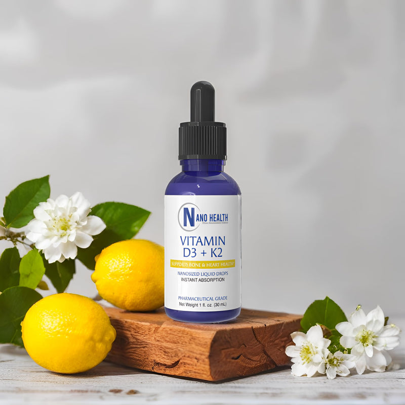 Nanoceutical Solutions Nano Vitamin D3+K2 Nanosized Liquid Particles | Rapid Absorption | 5000 IU Potent Formulation - 1Fl Oz | Non-GMO, Gluten Free | Supports Bone, Joint, Heart & Immune Health
