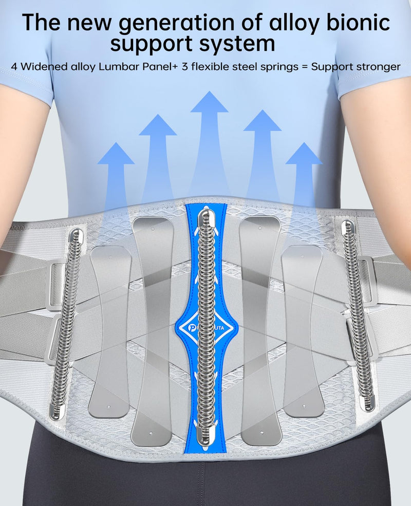 Ergonomical Back Brace for Lower Back Pain with Lumbar Pad,Lumbar Support Belt for Men Women,Adjustable Back Support Brace for Heavy Lifting & Work,Sciatica, Scoliosis, Herniated Disc,White/Blue, M (Waist:33.5"-40.2") Medium White-Blue
