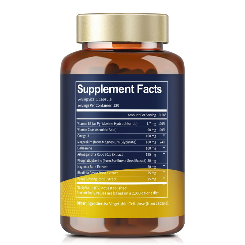 Totaria Cortisol Supplement for Women 120 Vegan Capsules Hormone Balance | with Ashwagandha,Magnesium,Rhodiola Rosea,L Theanine Mood, Focus, Sleep Support (Pack of 1) 120 Count (Pack of 1)