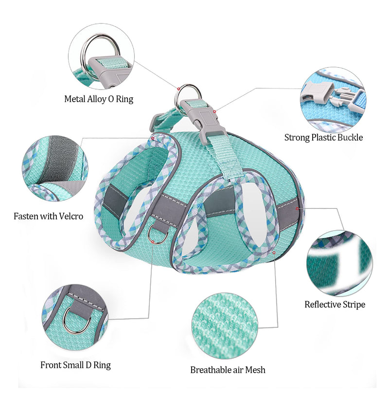 Step in Mesh Dog Harness and Leash Set Breathable Air Mesh Reflective Escape Proof Dog Harness Vest No Choke Lightweight Mesh Dog Harness XS(neck:9.5"-10.5",chest:11.5"-13.5") Purple - BeesActive Australia
