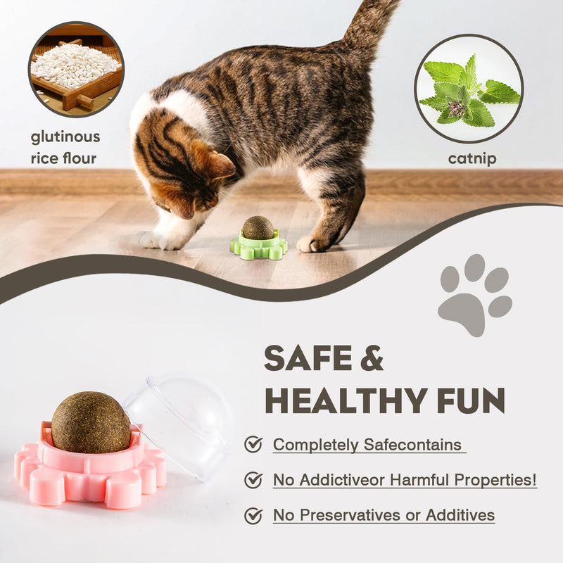 Catnip Balls Rollerball For Cats Wall Mount Magic Mint Stick Up Station Cat Nip Balls Cat Nips Organic Ball Cat Crack Catnip Ball Spinning Sugar Lick Rollerball Toy Chew Teeth Cleaning Anxiety Relief - BeesActive Australia