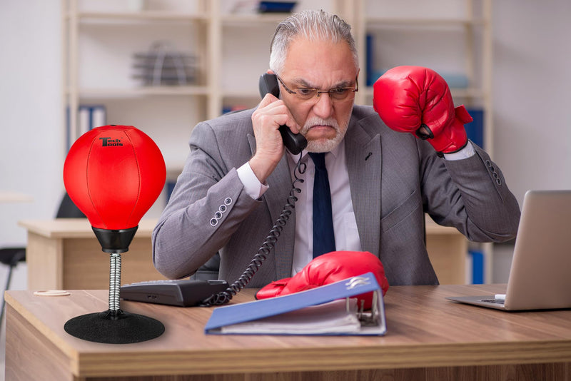 Tech Tools Stress Buster Desktop Punching Bag - Suctions to Your Desk, White Elephant Gifts for Coworker Men and Women, Heavy Duty Stress Relief Ball, Gag Gifts Funny Desk Accessories Red - BeesActive Australia