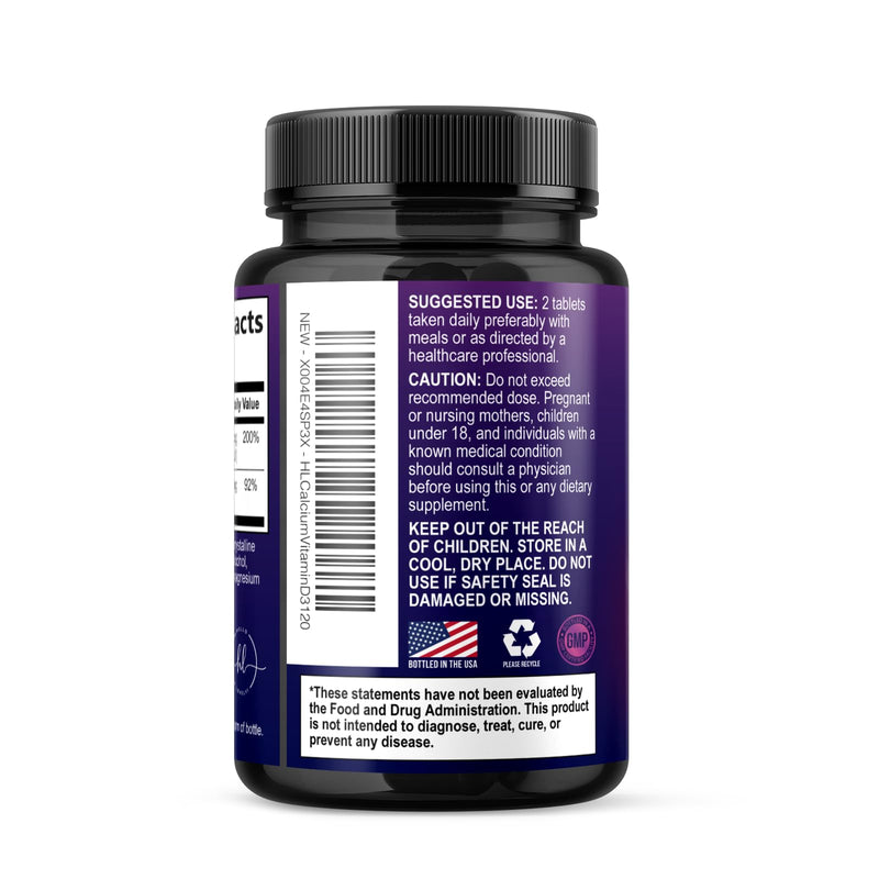 Calcium 1200 mg per Serving with Vitamin D3 - Bone Health Support Supplement, Calcium Supplements for Women & Men - Bone Strength, Teeth, Immune Support, Calcium Carbonate, USA Bottled - 120 Tablets 120 Count (Pack of 1)