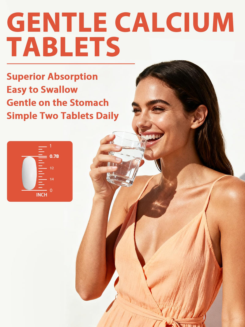 Calcium Supplements for Women & Men, 1200 mg with Vitamin D3 K2, 5000 IU D3, 100 mcg MK-7, Non-GMO, for Calcium Absorption, Strong Bones & Teeth, Heart & Immune Health, 60 Tablets