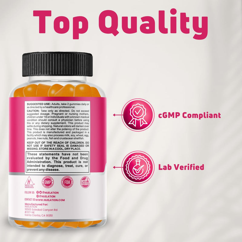 Collagen Gummies with Biotin 2500mcg - Hair Skin Nails & Joint Support - 60 Count (30 Servings) - Hydrolyzed Bovine Collagen with Vitamin C, E & Zinc - Gluten Free, Non-GMO - for Women & Men