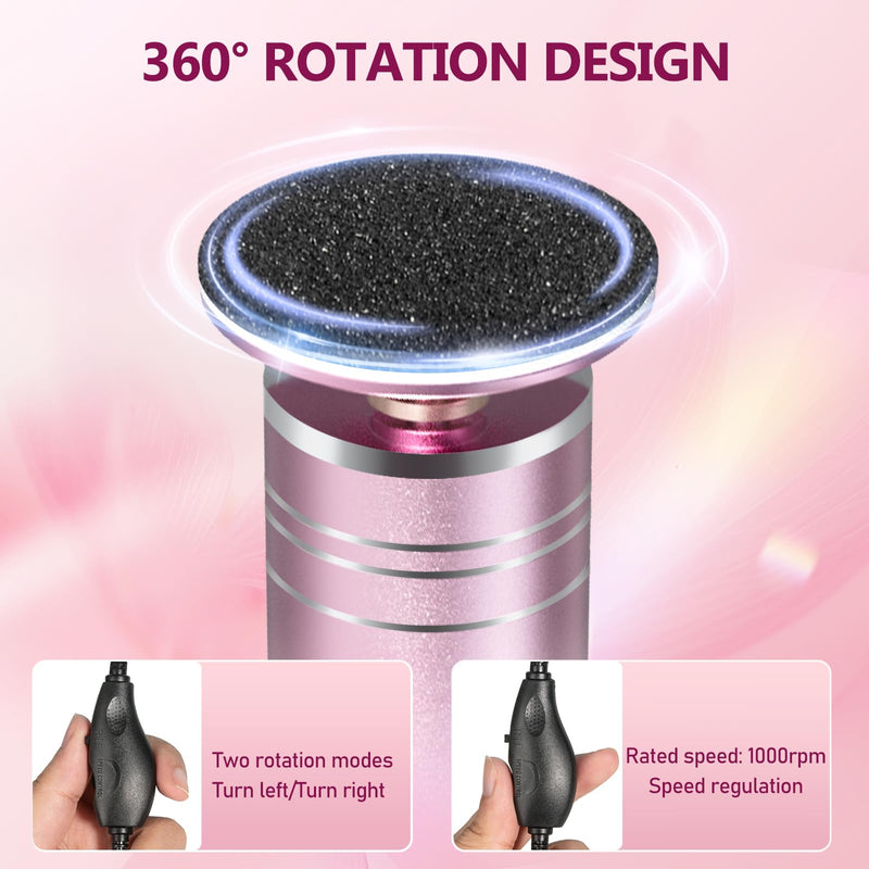 krofaue 1000RPM Electric Foot Callus Remover - Stepless Speed Control Foot Sander with 60pcs Replacement Sandpaper Disk, Electric Foot File Professional Pedicure Tool for Women Dead Cracked Hard Skin - BeesActive Australia