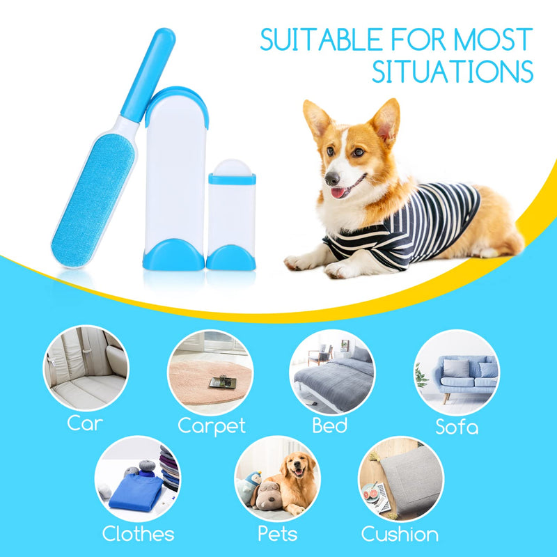 Nobleza lint brush animal hair, reusable lint roller, pet hair remover with extremely easy cleaning, self-cleaning pet hair remover for removing cat hair and dog hair Blue-1 - BeesActive Australia