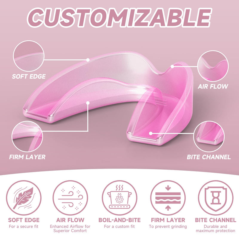 4 Pack Pink Kids Mouth Guard for Teeth Grinding,Comfortable Night Guard,Moldable Child Bite Guard for Clenching Teeth, Mouthguard for Kids - BeesActive Australia