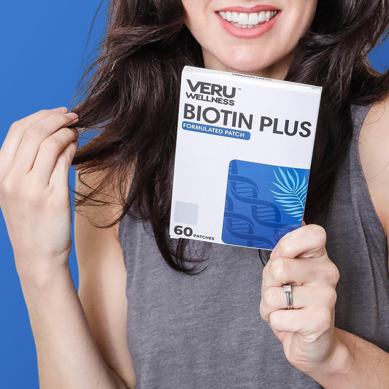 Veru Wellness Biotin Plus Daily Patch - Vitamin B7 Formula, 60 Count | Easy To Apply