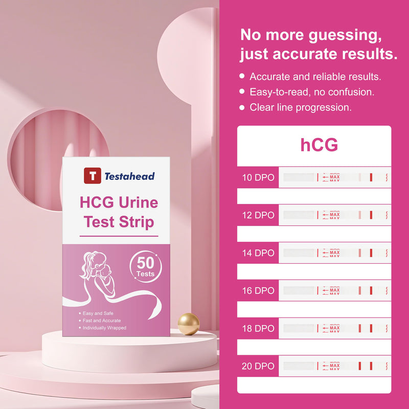 T TESTAHEAD Pregnancy Test Strips, 50 Count, High Sensitivity Home Tests for Early Detection