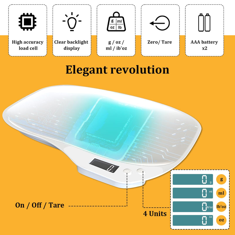 Animal scales for small animals, dog scales 15 kg (±1 gram), LCD digital cat scales with 4 weighing modes (kg/oz/lb/ml), small digital scales pet scales for cats, pets, kitchen (36 x 26 cm) (15 kg) - BeesActive Australia