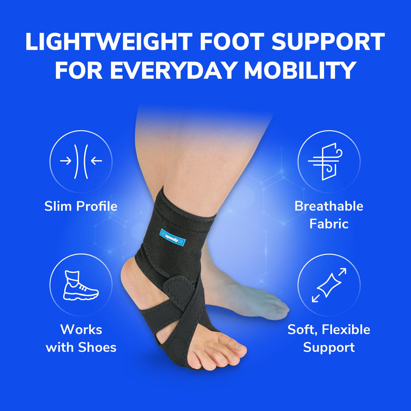 FootLift Pro (LEFT), Wearable Ankle and Foot Support Brace, For Walking Assistance and Foot Stability with Shoes, Socks, Barefoot Foot Support For Unisex And Plantar Fasciitis Relief, Black LEFT - BeesActive Australia