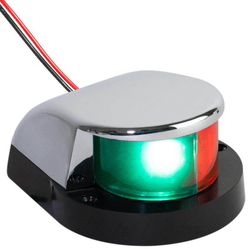 Five Oceans LED Boat Navigation Lights - Red & Green Bi-Color Bow Light, Horizontal Mount, 12V, USCG Compliant, 2NM Range for Pontoon & Fishing Boats - FO4429 Chrome-plated zinc Housing - BeesActive Australia