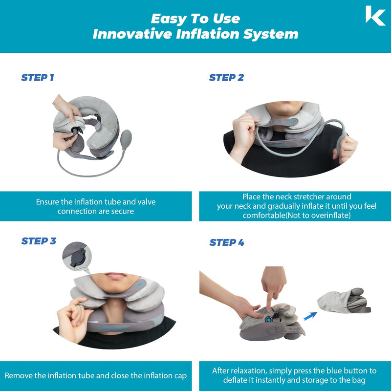 Cervical Neck Traction Device for Pain Relief, Upgraded Inflatable Neck Stretcher, Adjustable Neck Brace with Removable Air Pump, Neck Traction Device for Use at Home or on Trips Popular - BeesActive Australia