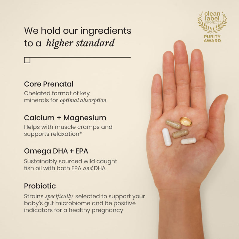 Perelel 3rd Trimester Prenatal Vitamins for Women, Choline, Folate, & Iron | Nutritional Support for Late Pregnancy, Folate, Omega 3, & Magnesium, Soy & Gluten Free, Non-GMO, 30 Daily Pill Packs