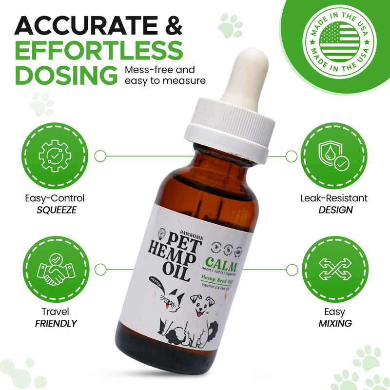 Hemp Oil for Dogs and Cats – Pet Hemp Oil with Omega 3 & 6, Fish Oil & Vitamin E – Supports Skin & Coat, Mobility & Overall Wellness – Hemp Seed Oil for Dogs & Cats – Made in USA Pack of 1
