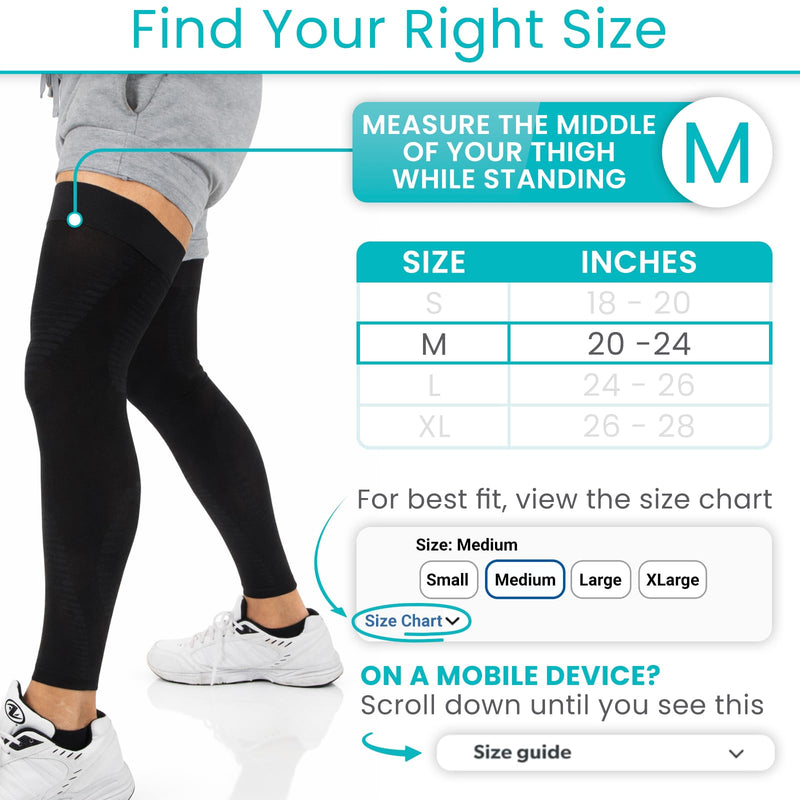 Vive Full Leg Compression Sleeves for Men & Women (Pair) - Knee, Calf, & Thigh Support Brace Wrap for Basketball, Football, Wrestling - Footless Long Running Accessories for Shin Splints (Medium) Medium - BeesActive Australia