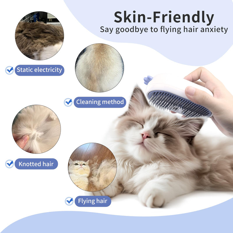 Cat Steam Brush,3 In 1 Cat Brush for Shedding,Self-Cleaning Cat Dog Grooming Brush,Steamy Pet Brush for Long & Short Haired Cats & Dogs Hair Removal Comb with Water Tank Anti-Static - BeesActive Australia
