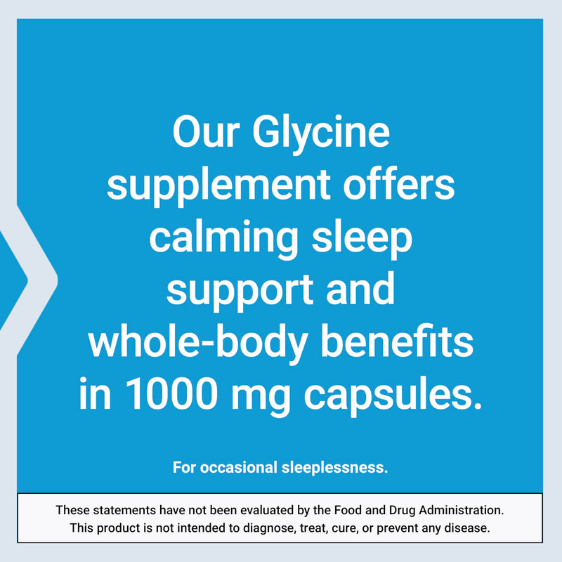 Life Extension Glycine, 1000 mg, Amino Acid that Promotes Healthy Sleep, Gluten-Free, Non-GMO, Vegetarian, 100 Capsules (Pack of 2) 100 Count (Pack of 2)