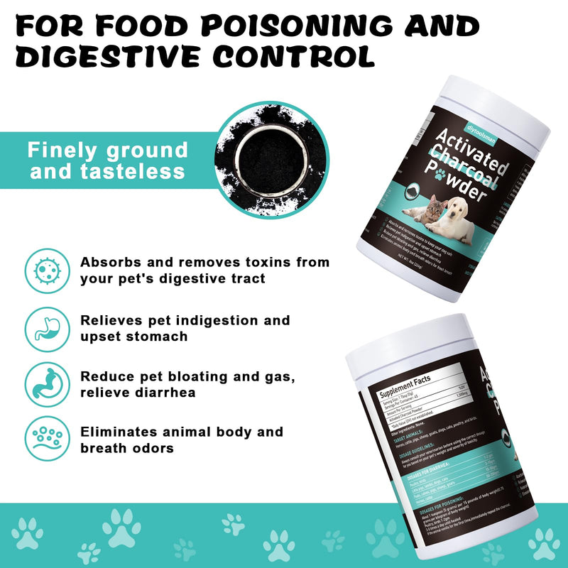 Activated Charcoal for Dogs, 8oz Powder Detox and Digestive Aid, for Poisoning Treatment, Gas Relief & Liver Support, Safe for All Pets, Non-GMO, Gluten-Free - BeesActive Australia