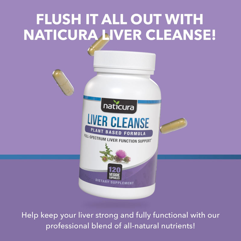 Liver Cleanse Plant-Based Formula - Vegan Full Spectrum Supplement with Milk Thistle, Vitamin C and Zinc for Liver Function and Immune Support - 120 Capsules - No Fillers or GMO - Made in USA
