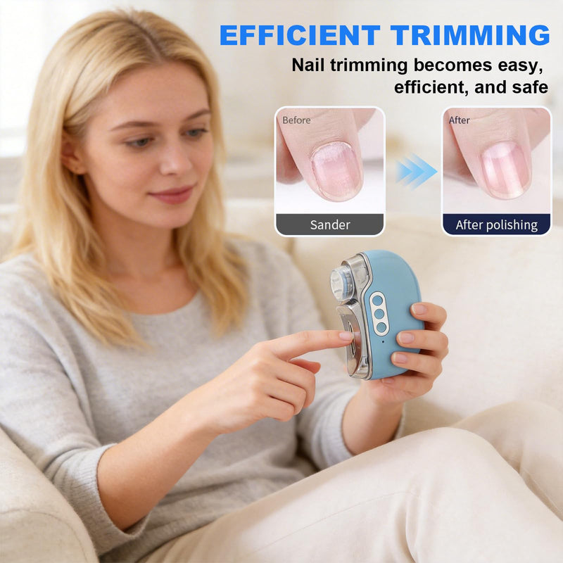 Electric Nail Clipper, 3 Speed Electric Nail Clippers for Seniors & Adults, Baby Electric Nail Trimmer with Light & Clip Storage, USB Electric Automatic Nail Clipper for Fingernail (Blue) Blue