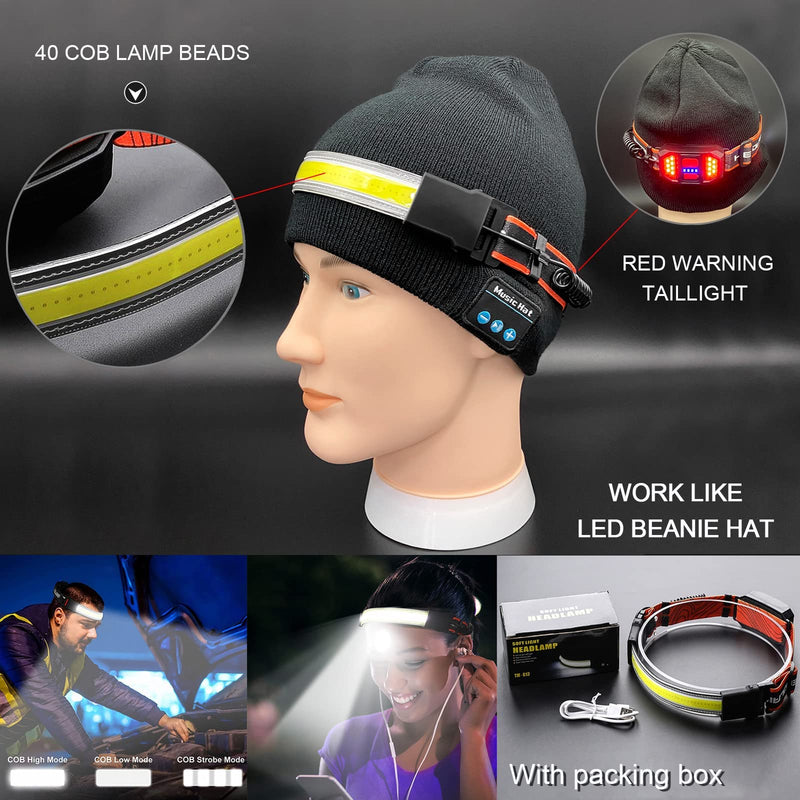 Swanlake LED Rechargeable Head Lamp 230° Illumination Wide Beam Hard Hat Headlamp Flashlight & 8 Clips, high Lumen 3 Modes Lightweight Head Light for Running, Cycling, Camping (2Pack) 2Pack