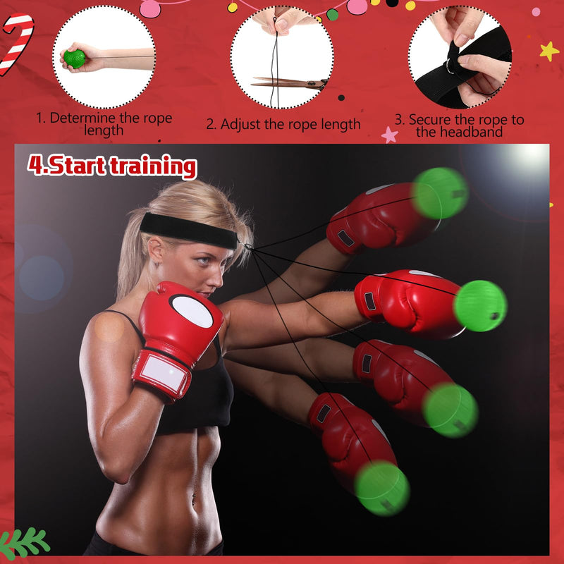 Soulchen 12 Pack Christmas Boxing Reflex Ball with 6 Headband and 6 Carry Bag, Boxing Ball for Reflex Training Fitness Improve Hand Eye Coordination, Punching Speed for Family
