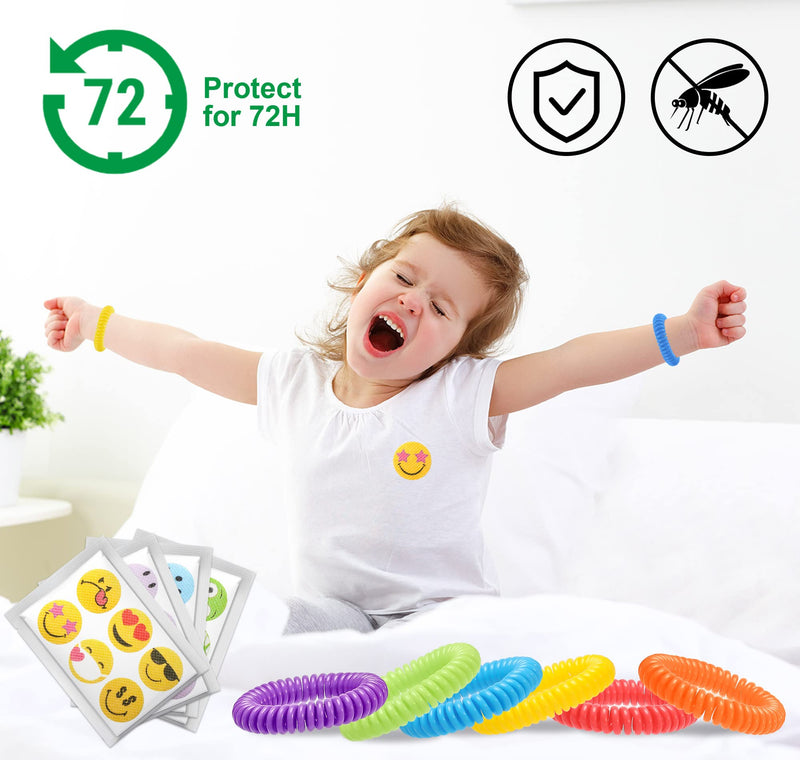 48Pack Mosquito Bracelets Bulk with 72 Pack Smile Mosquito Patches for Kids Adults, Waterproof Adjustbale Mosquito Bracelets for Outdoor and Indoor, DEET Free Citronella Mosquito Wristband - BeesActive Australia