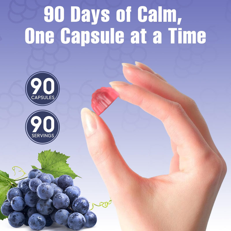 Magnesium Complex Gummies, Individually Packaged Magnesium Supplement, Magnesium Chelate, Bisglycinate, Malate, Citrate, Taurate Chewable for Women & Men,Sleep&Muscle&Nerve Health, Vegan 90 Counts Grape 1 Count (Pack of 90)