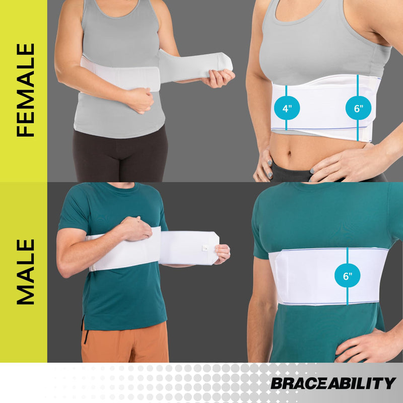 BraceAbility Rib Injury Binder Belt - Universal Brace for Women, Broken, Fractured, or Cracked Ribs, Cage Compression Wrap for Bruised Support, Sternum Injury Recovery (Fits 36”-58”) Universal Female