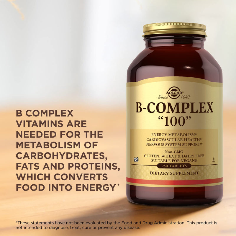 Solgar B-Complex Tablets, 250 Count Unflavored 250 Count (Pack of 1)