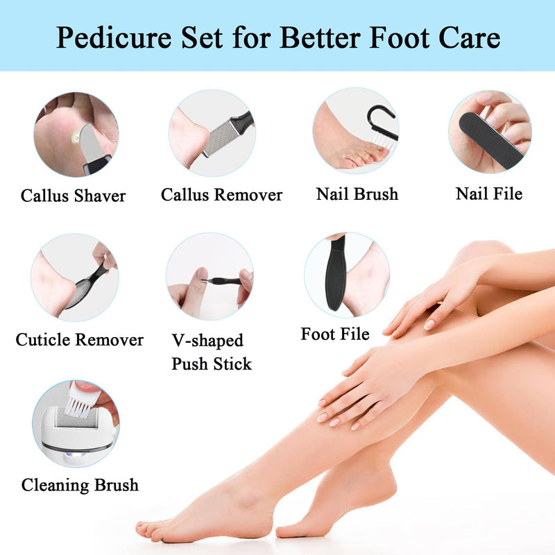 Callus Remover for Feet Electric Foot File, 13-in-1 Professional Pedicure Tools Foot Care Kit, Foot Scrubber Pedi for Hard Cracked Dry Dead Skin, 3 Rollers, 2 Speed, Battery Display (White&Grey) White&grey - BeesActive Australia