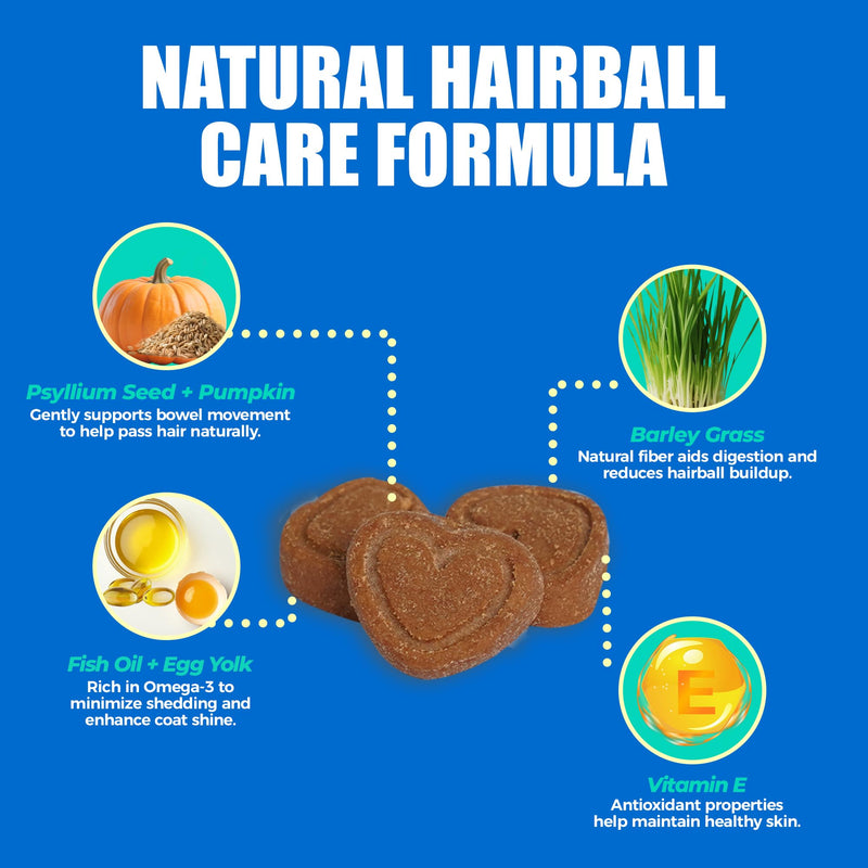 Just Try 300 Bites Hairball Control Cat Treats - Hairball Treatment & Relief for Cats - with Cat Grass, Pumpkin, & Omega-3 Fish Oil, Crunchy Chicken Flavor Crunchy Bites
