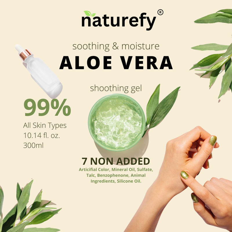 Aloe Vera Gel | 100% Pure & Organic | Farm Fresh Aloe Vera Pulp Extract with Jojoba Oil, Glycerine & Vitamin E | Hydrating, Soothing & Skin Repair Gel for Face, Hair & Body | 10.14 fl.oz.