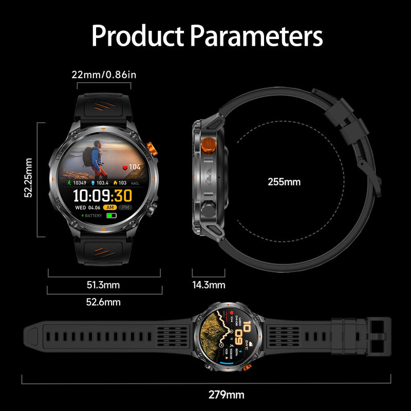 MIlitary Smart Watch for men with Compass, Flashlight, 100 Days Battery, IP68 Waterproof, Answer/Make Calls, 1.7" HD Fitness Tracker Watch with Heart Rate Monitor, for Android & iPhone (2 Straps) - BeesActive Australia