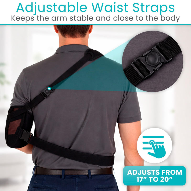 Vive Medical Arm Sling for Shoulder Injury (Left or Right)- Shoulder Immobilizer for Broken Arm, Rotator Cuff, Elbow - Support Brace for Men & Women (Black) - BeesActive Australia