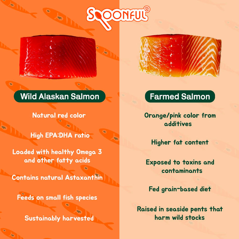 Spoonful Salmon Fresh - 100% Natural Wild-Caught Alaskan Salmon Oil – 220 mg Mini Softgel, 126 Mini Softgels | DHA, EPA & Natural Astaxanthin, Non-GMO, Sustainable, Made in USA