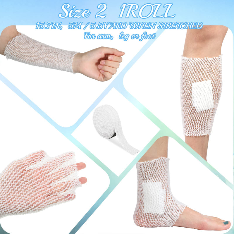 Treela 3 Rolls 3 Size Fix Net Tubular Bandage Elastic Retainer Net Wound Dressing Family Variety Pack for Home Storage, Small Extremities and Large Extremities, Fingers and Toes, 5.5 Yard Long